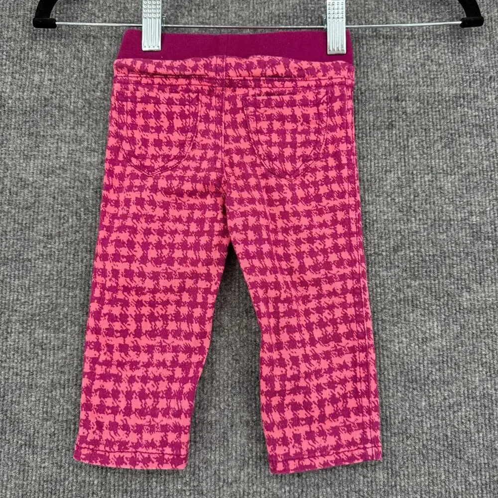 Cherokee Baby Girls Pink Houndstooth Print Jeggings Size 12 Months Pull On